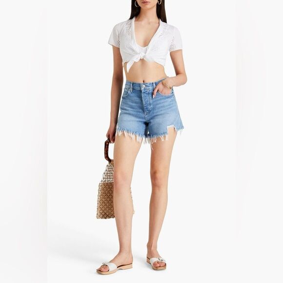 PAIGE Asher distressed denim shorts size 32 NWT - Picture 1 of 6